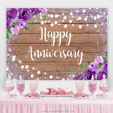 Lila Blumen Funkeln Holz Glücklich Geburtstag Hintergrund